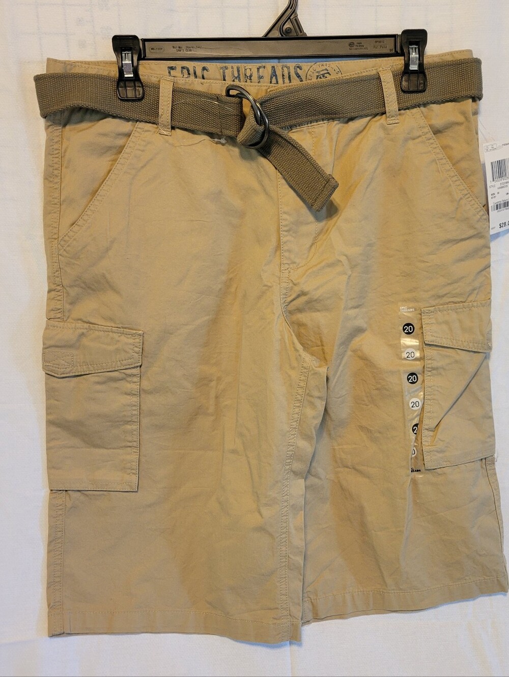EPIC THREADS Boys SZ 20 Khaki Cargo Shorts With Belt NWT